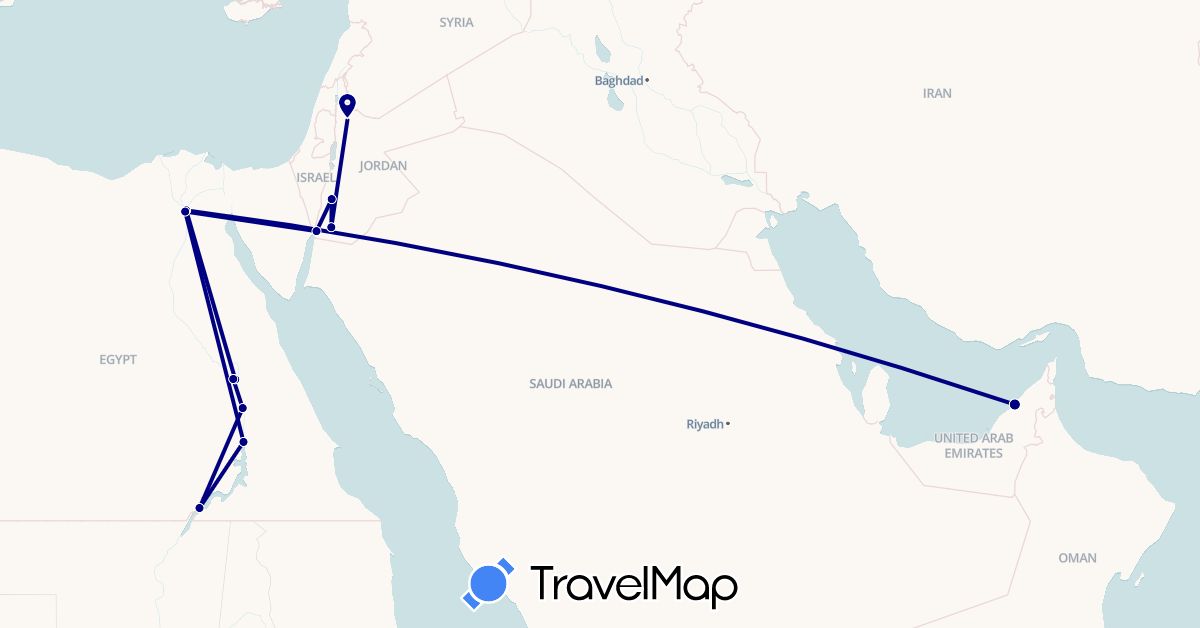 TravelMap itinerary: driving in United Arab Emirates, Egypt, Jordan (Africa, Asia)